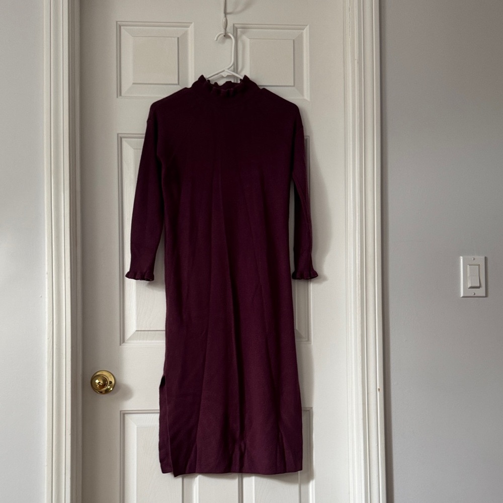 LOFT Deep Purple Long Sleeve Dress